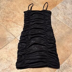 KatieJNYC Black Ruched Mini Dress